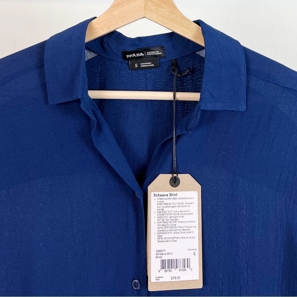 NWT Prana Scheena Button Down Tunic Top in Navy Blue - Picture 4 of 6